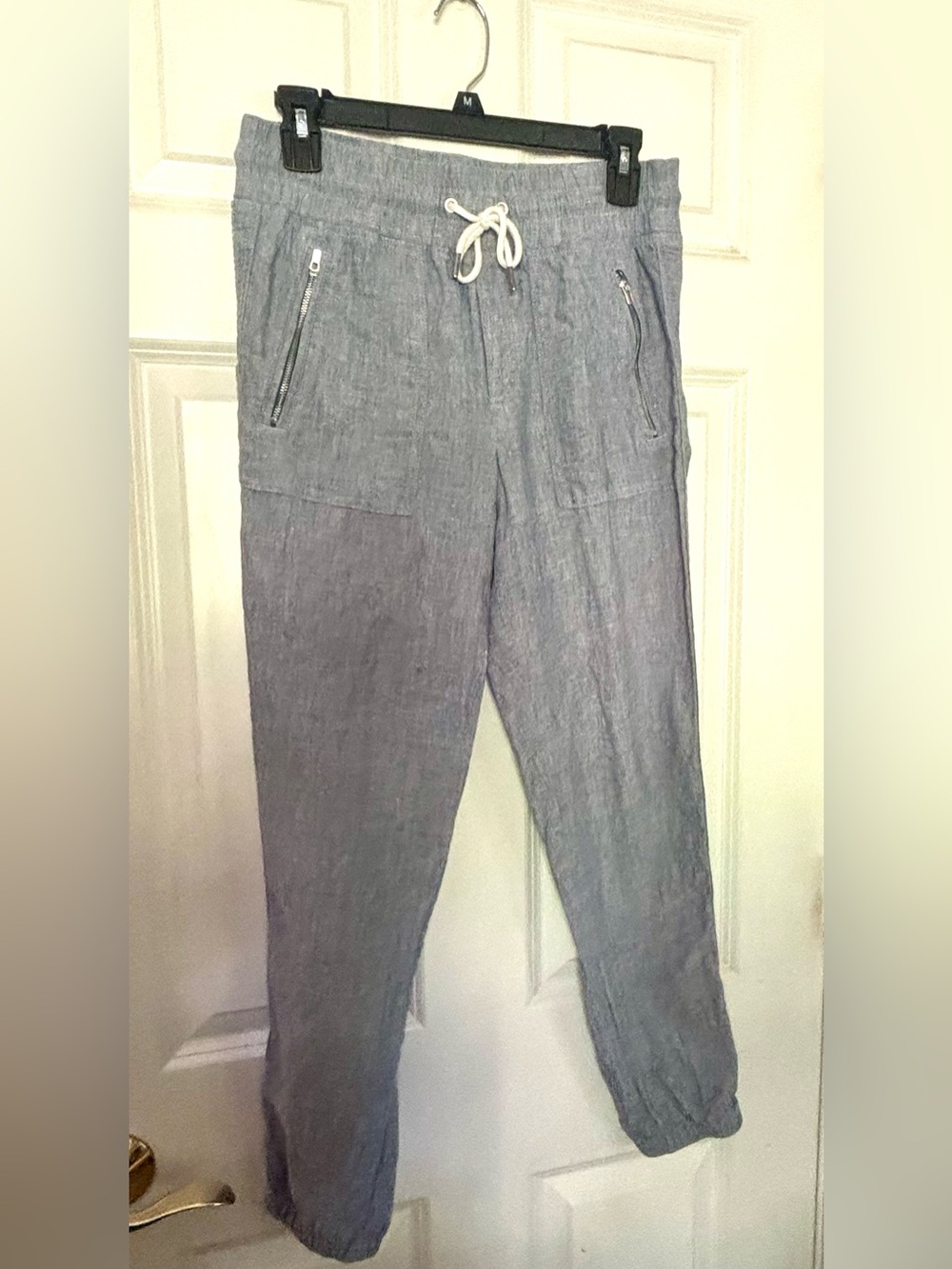 Athleta Cabo Linen Jogger Pants Chambray Blue Size 2